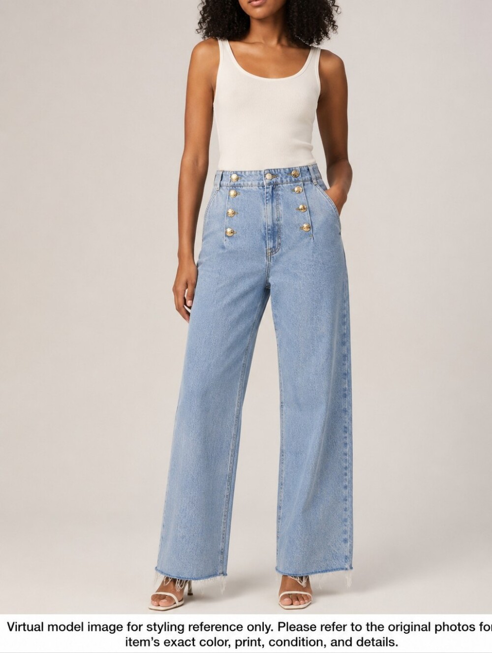 Zara High Rise Straight Leg Jeans Gold Button Light Wash Size 6